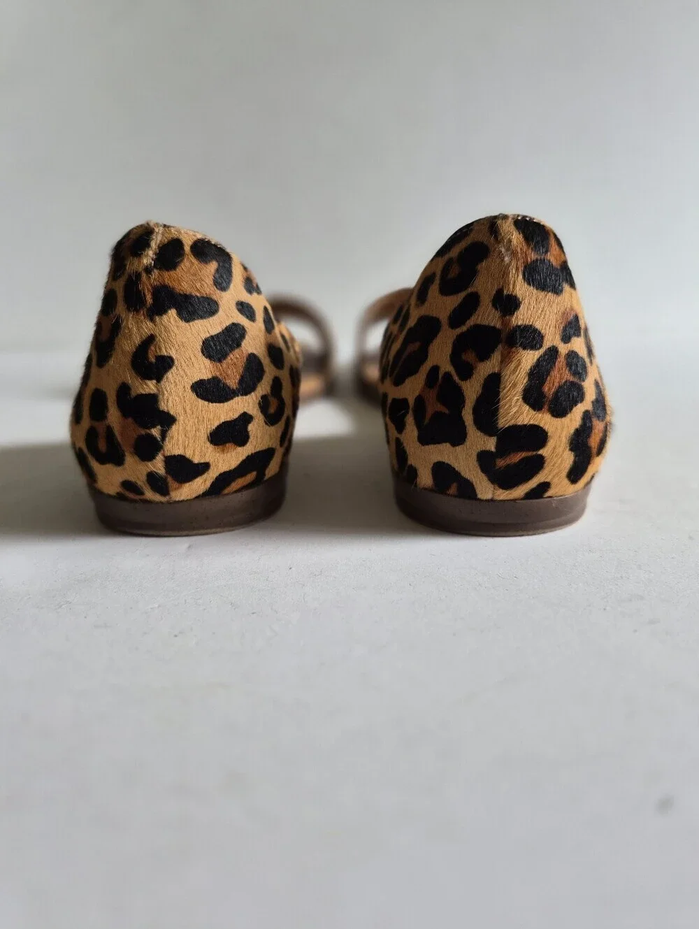 J.Crew Morgan Leopard Calf Hair Peep Toe Flats Size 9.5 Brown Tan Animal Print